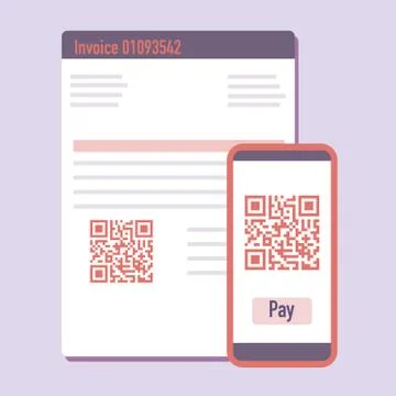 Phone scan qr code for payment invoice. Vector イラスト素材