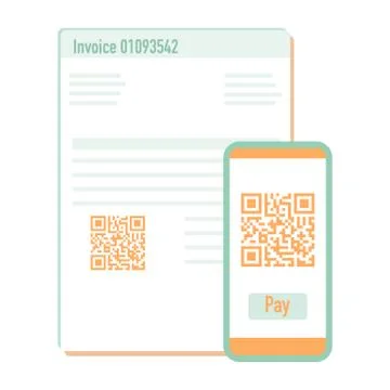 Phone scan qr code for payment invoice. Vector イラスト素材