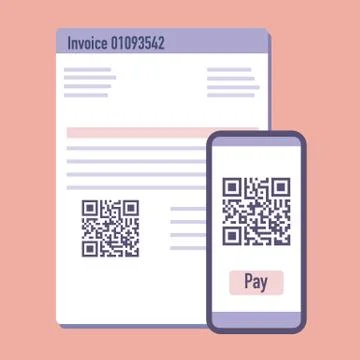 Phone scan qr code for payment invoice. Vector 库存插图