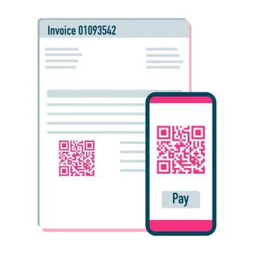 Phone scan qr code for payment invoice. Vector Stock Illustration
