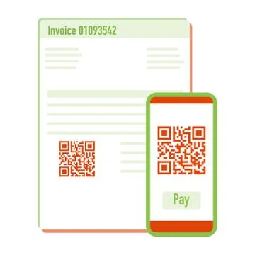 Phone scan qr code for payment invoice. Vector Illustrazione stock