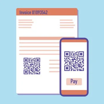 Phone scan qr code for payment invoice. Vector Stock Illustration