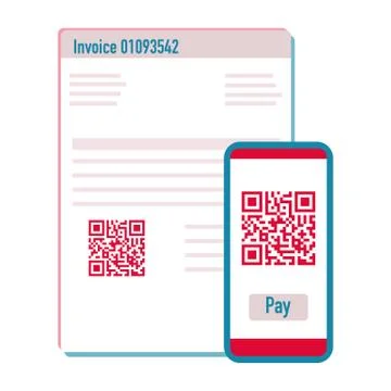 Phone scan qr code for payment invoice. Vector Stock Illustration