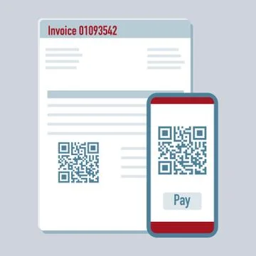 Phone scan qr code for payment invoice. Vector Stock Illustration