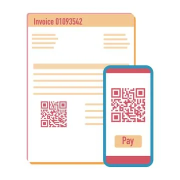 Phone scan qr code for payment invoice. Vector Stock Illustration