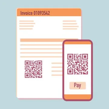 Phone scan qr code for payment invoice. Vector Stock Illustration