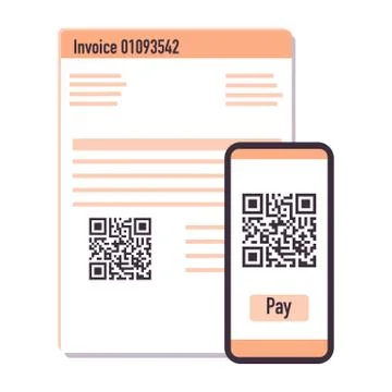 Phone scan qr code for payment invoice. Vector Illustrazione stock