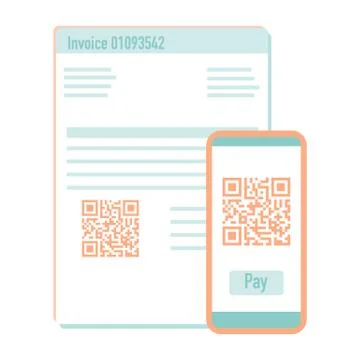 Phone scan qr code for payment invoice. Vector Stock Illustration