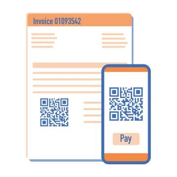 Phone scan qr code for payment invoice. Vector 스톡 일러스트