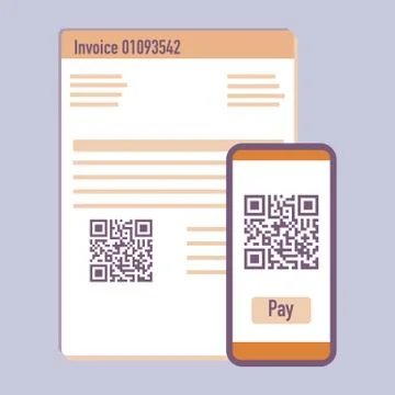 Phone scan qr code for payment invoice. Vector Stock-Illustration
