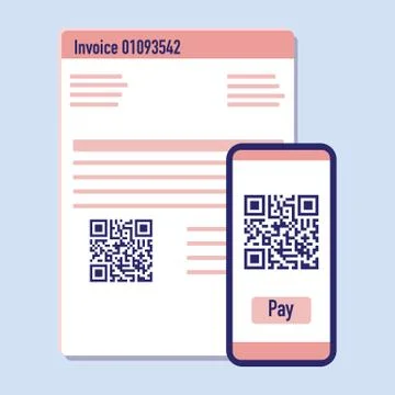 Phone scan qr code for payment invoice. Vector Illustrazione stock