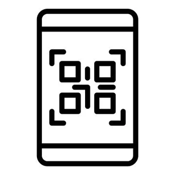 Phone scan qr price code icon, outline style Stock Illustration