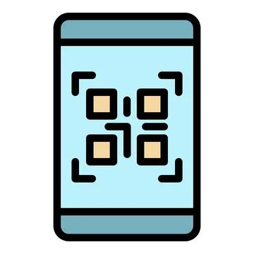 Phone scan qr price code icon color outline vector Stock Illustration