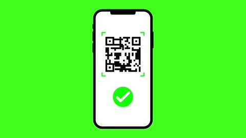 Phone with scan simple QR code example tick. Animation green screen Stock Footage 277013728