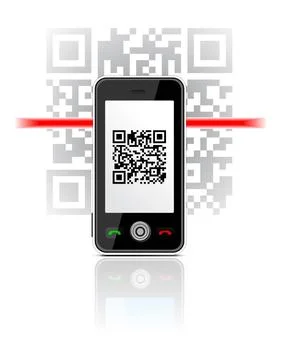 Phone scaned QR code Mobile Phone scaned QR code vector illustration Copyr... Stock Photos