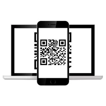 Phone scanned QR code. isolated on white background. Vector illustration. イラスト素材