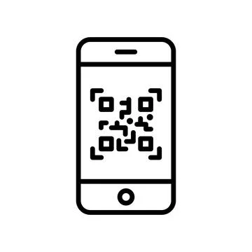 Phone scanning qr code icon. Smartphone qr-code scanner outline vector illu.. Stock Illustration