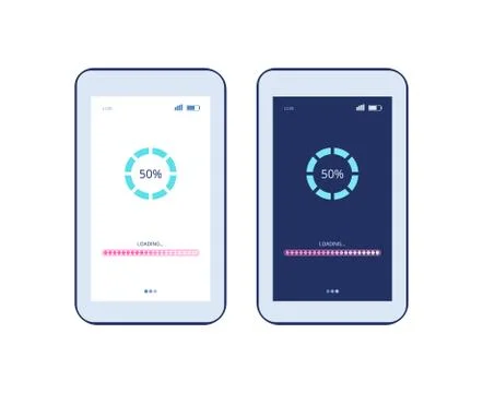 Phone screen with app loading process and progress bar Stock Illustration