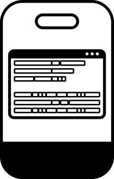 A phone screen with a black background and white text Stock Illustration