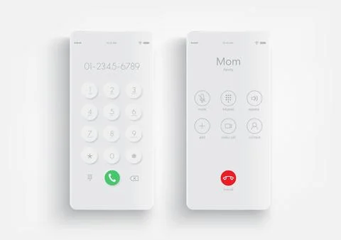 Phone screen call mockup. Mobile device interface template. Incoming call s.. Stock Illustration