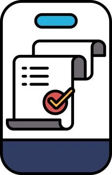 A phone screen with a check mark on a receipt Stock Illustration