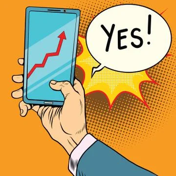 Phone screen with the schedule of growth Stock Illustration