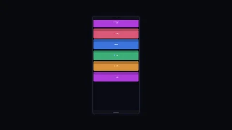 Phone Screen Scroll - Scrolling Through a Smartphone Screen with Colorful App Stock Footage 340365009