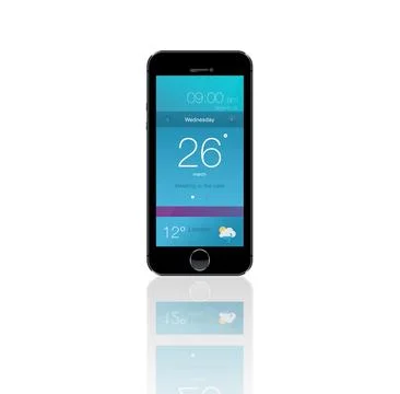 Phone screen, technology and ui of mobile in studio isolated on a white Stock Photos
