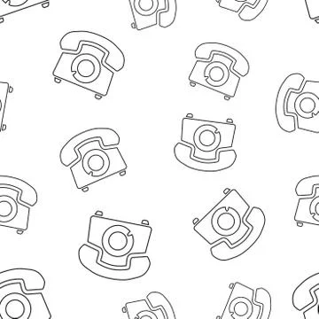 Phone seamless pattern background. Business flat vector illustration. Old vin Stock Illustration