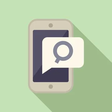 Phone search icon flat vector. Audience content Stock Illustration