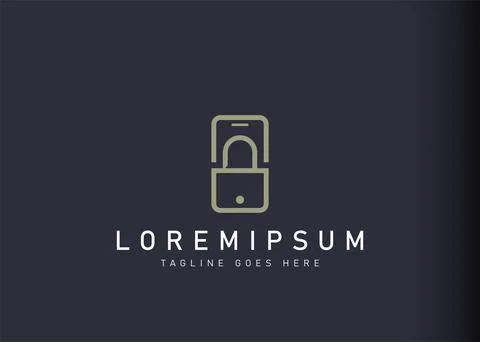 Phone security logo design. Vector illustration of a phone with a locked padl Stockillustratie