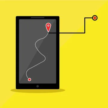Phone Series Map Tracking Stock Illustration