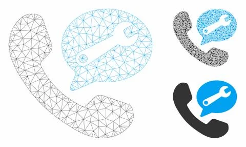 Phone Service Message Vector Mesh Carcass Model and Triangle Mosaic Icon イラスト素材