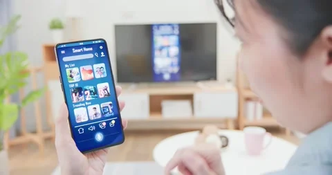 Phone share content on tv Video stock 157411277