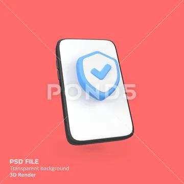 Phone Shield Protection isolated 3d render icon illustration PSDテンプレート