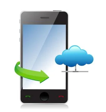 Phone showing a cloud as concept of cloud computing graphic design イラスト素材