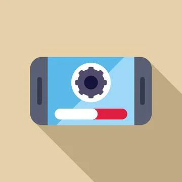 Phone showing software update progress with gear icon 스톡 일러스트