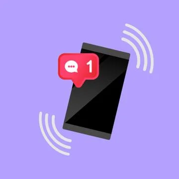 Phone, smartphone with message, email, chat, notification icon flat in modern Stock Illustration