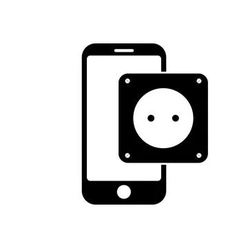 Phone with socket plug icon symbol for app and web Illustrazione stock