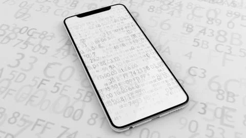 Phone with software code. Encryption. Encrypted phone secure 25. 写真素材