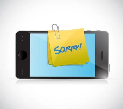 Phone with a sorry message written on a post. Stock Illustration