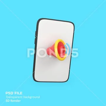 Phone with sound volume isolated 3d render icon illustration Modello PSD