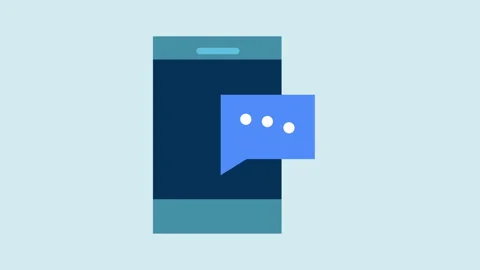 Phone with speech bubble, Chatting on phone 2d Animation with Alpha Matte Stock Footage 335917827