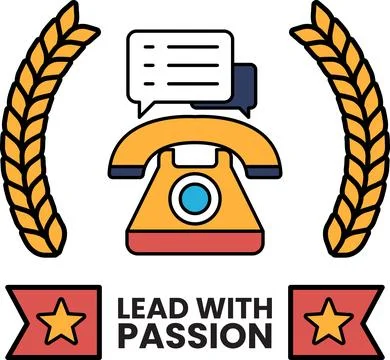 A phone with a speech bubble on it and the words lead with passion Stock Illustration