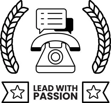 A phone with a speech bubble on it with the words Lead with Passion Stock Illustration