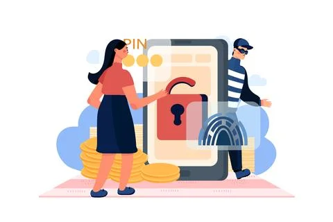 Phone Spyware Attack 库存插图