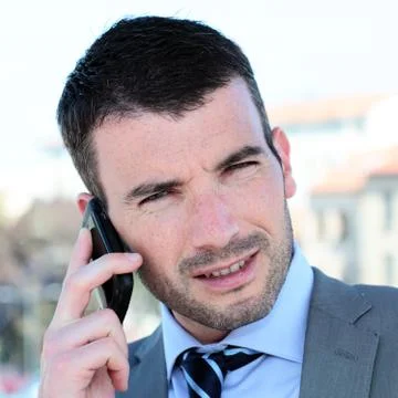 On the phone square Stock Photos