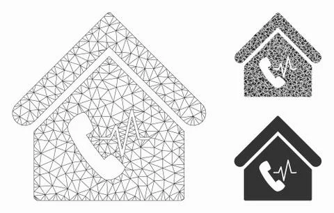 Phone Station Building Vector Mesh 2D Model and Triangle Mosaic Icon Ilustración de archivo