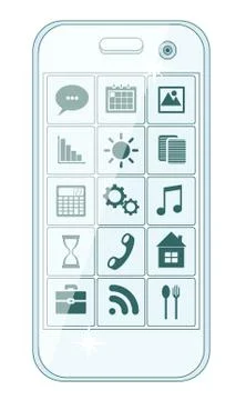 Phone stylish menu with icons, vector illustration Stock Illustration