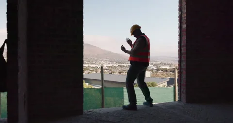 Phone, success and engineer man celebrate good news online for civil engineering Stock Footage 336260722